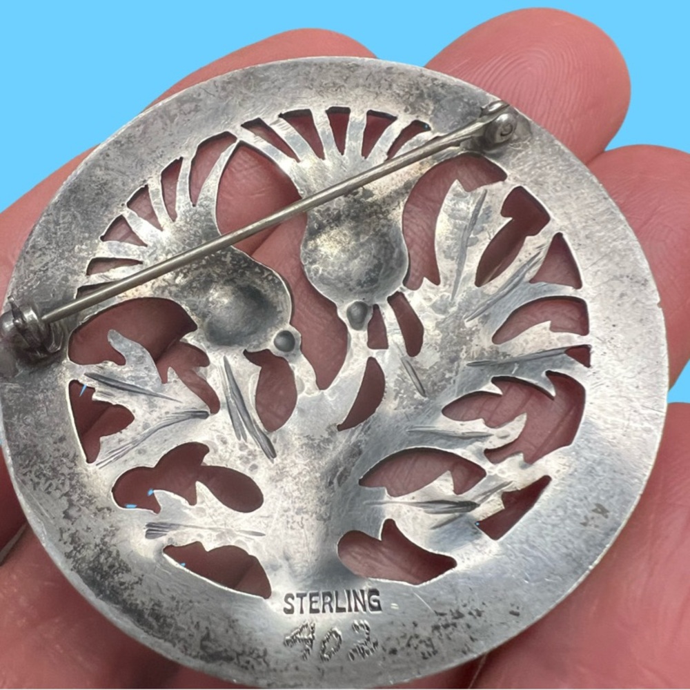 Vintage Sterling Silver Scottish Thistle Brooch Celtic Openwork Pin 20 Grams - Picture 5 of 8